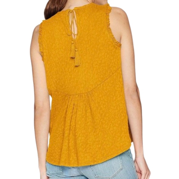 Lucky Brand Tops - Lucky Brand Women's Jacquard Tank Top mustard sleeveless